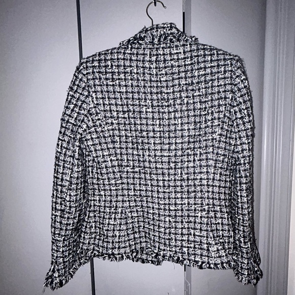 50%off w♥️ Tahari Arthur S. Levine B/W Checks Long Sleeve Boucle Jacket ♥️ #57 - Picture 2 of 10